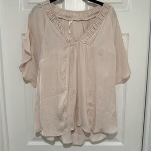 Anthropologie Off-white Flowy Blouse -- size L